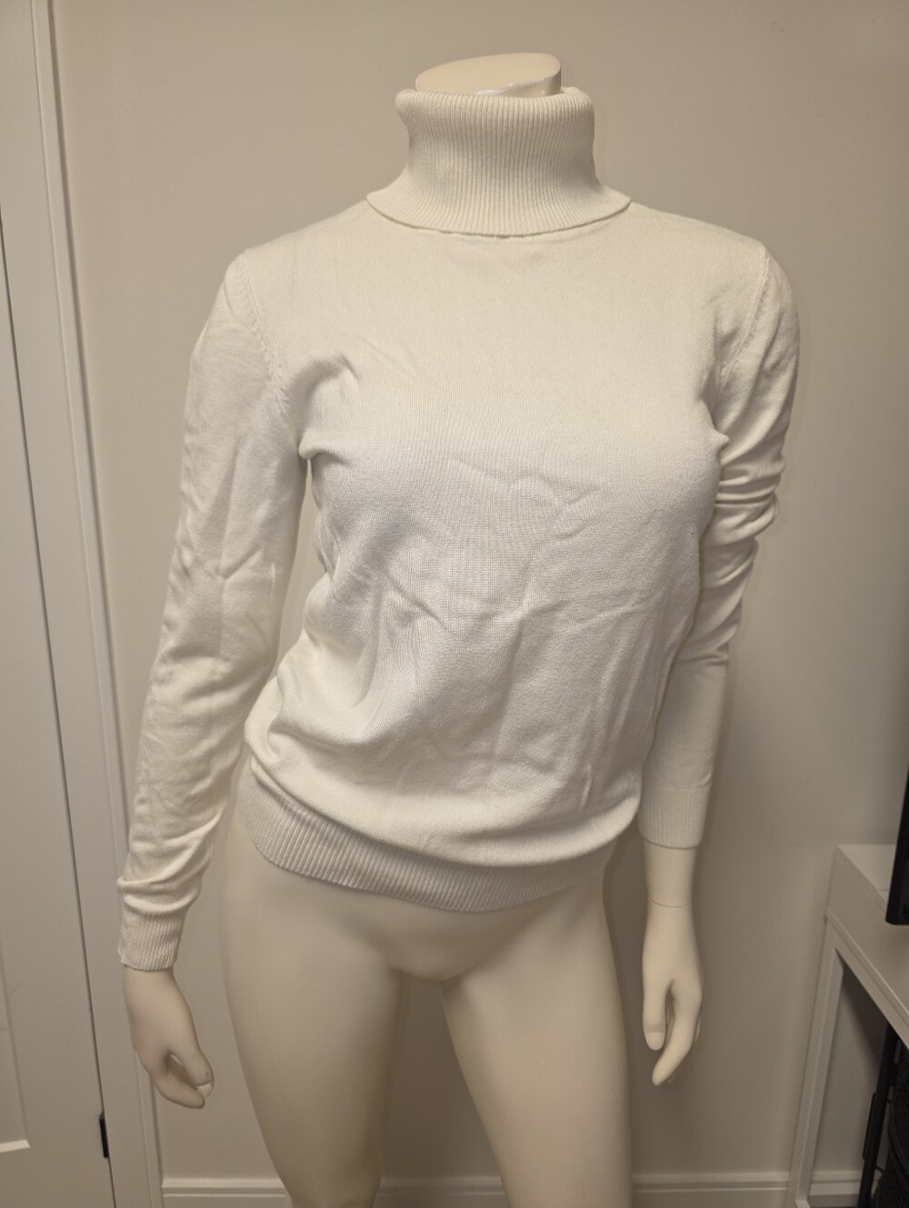 Calvin Klein Cream Turtleneck Slim Fit Sweater